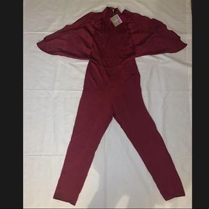 Burgundy Satin jumpsuit